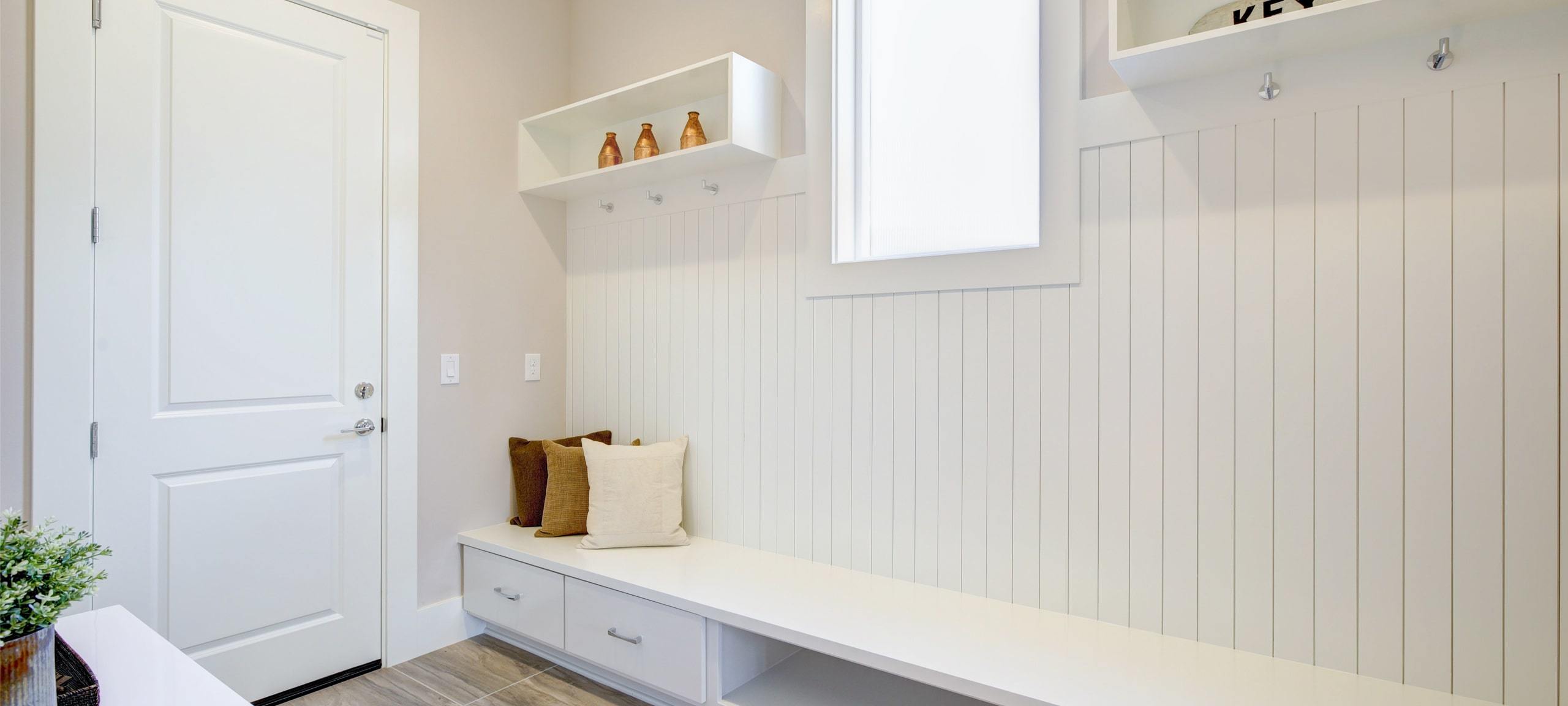 Home entrance area with seating, typical of Decatur, IL